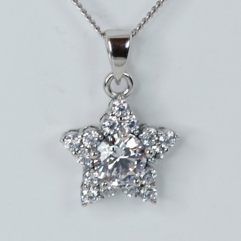 Sterling Silver/CZ Star Pendant and Chain